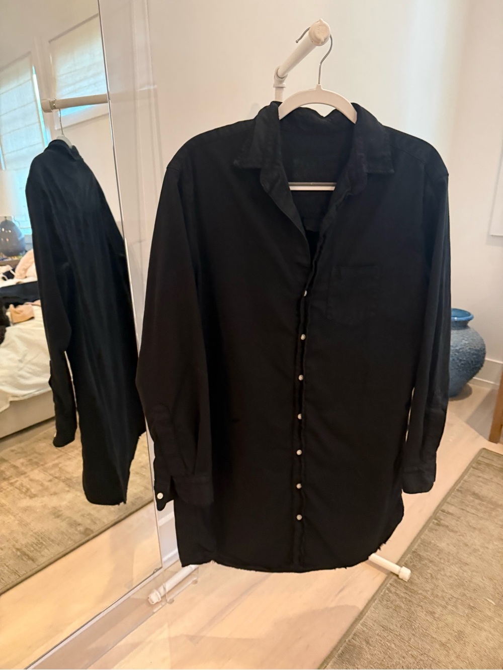 Frank & Eileen Black Long-Sleeve Button Shirt Dress